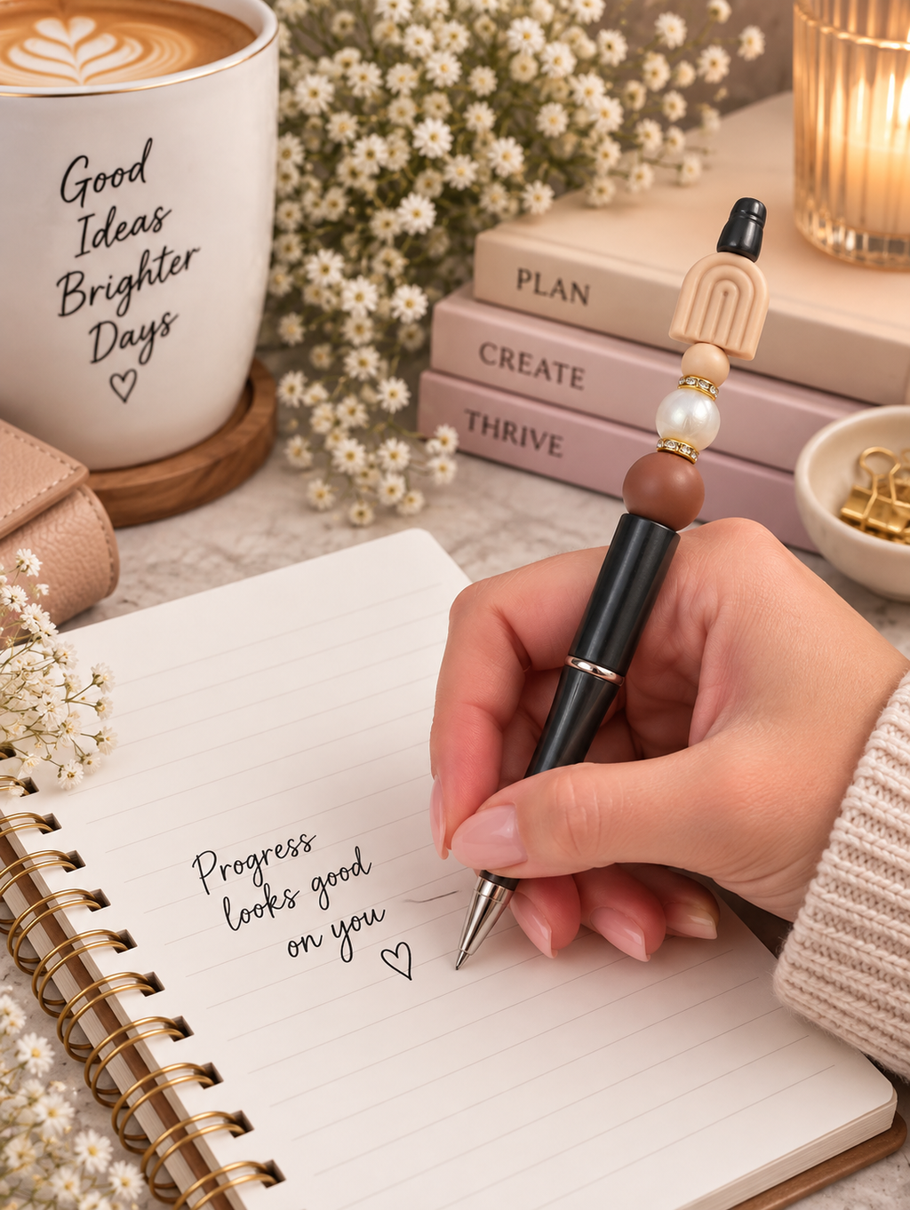 Neutral Arch Beaded Pen