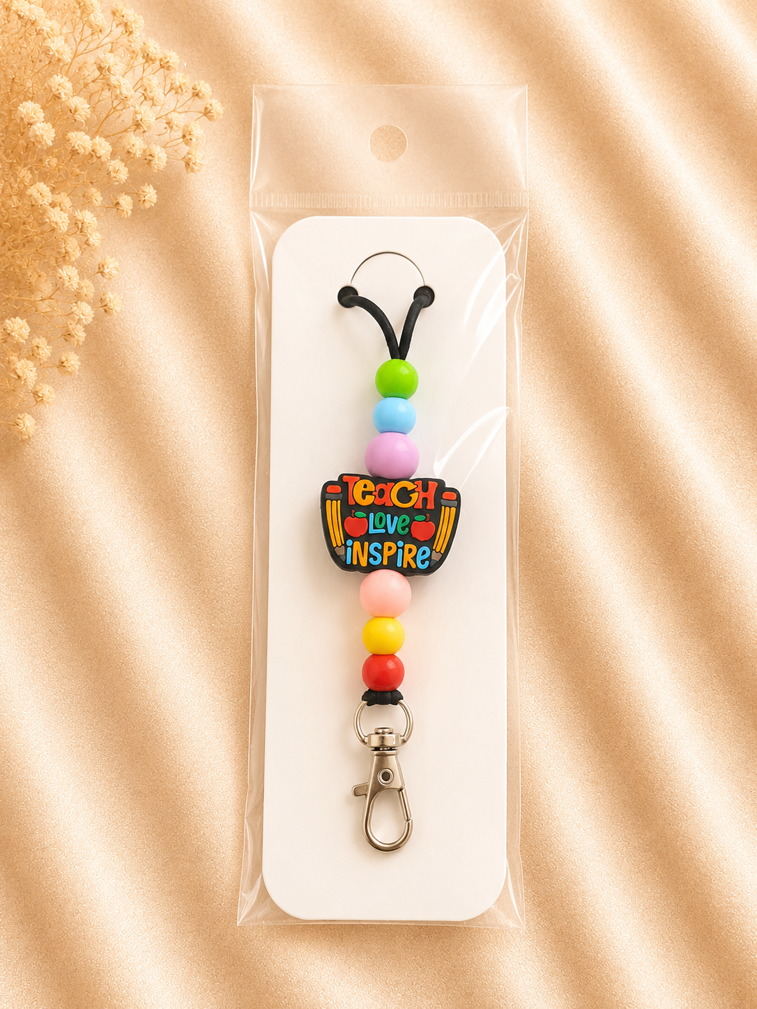 Teach • Love • Inspire Silicone Beaded Lanyard