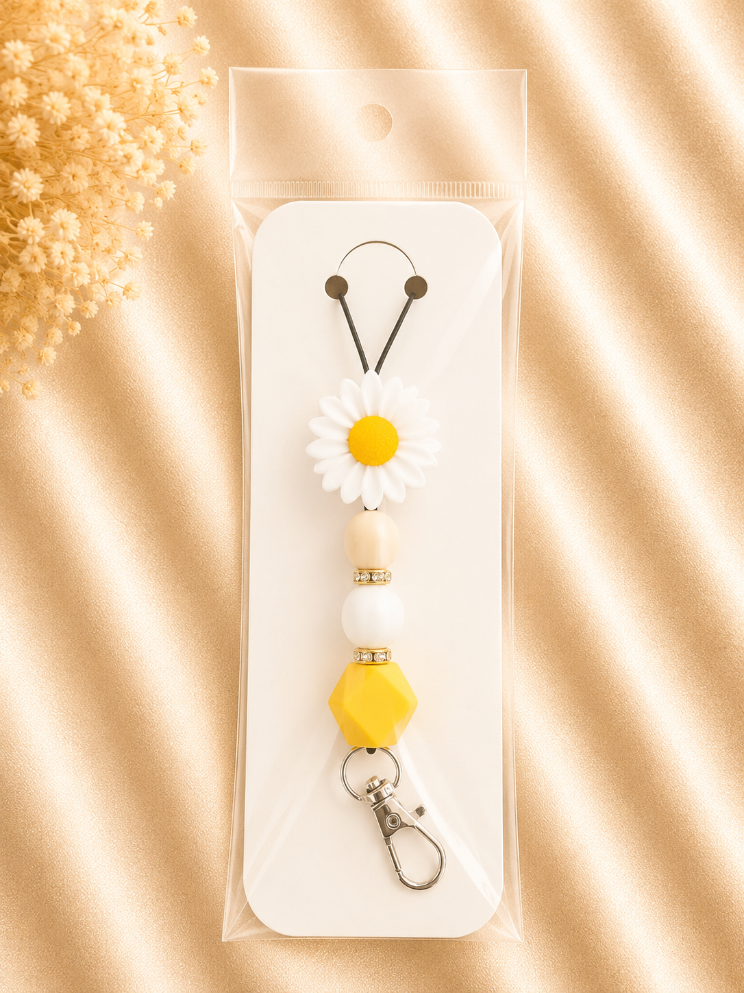 Sunny Daisy Beaded Lanyard