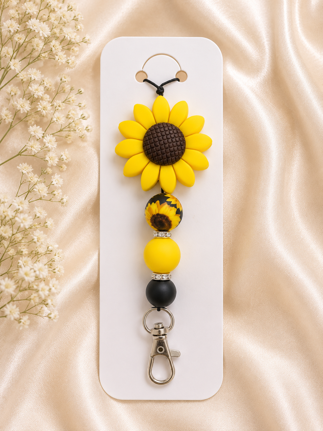 🌻 Sunflower Beaded Lanyard
