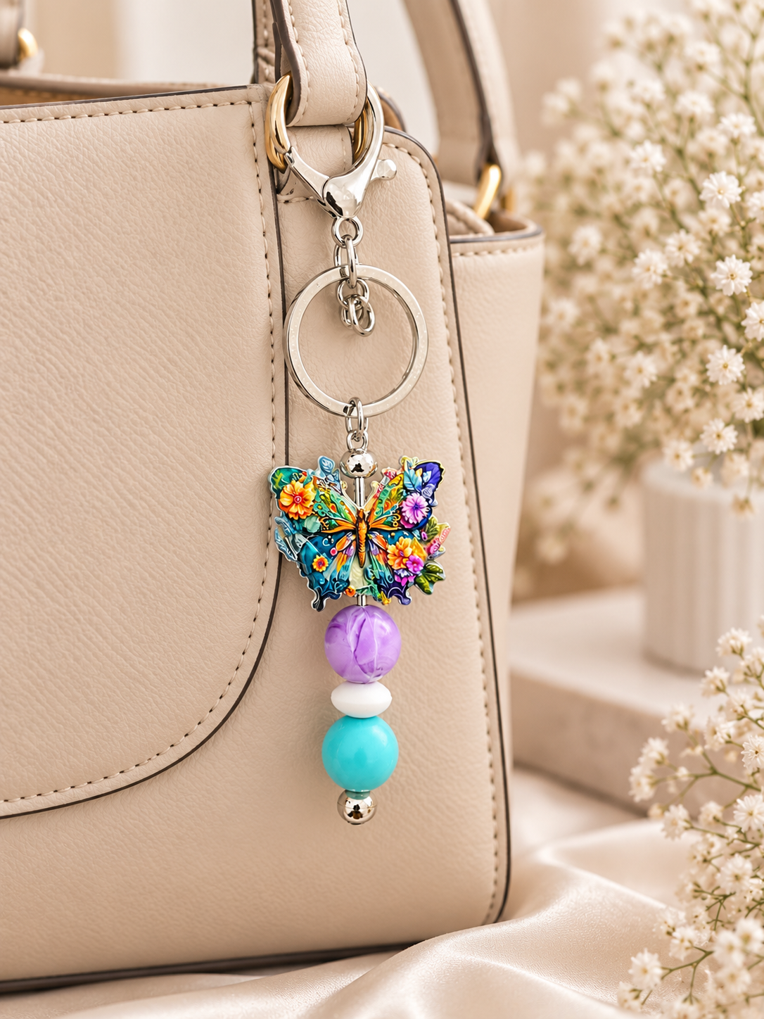 🦋 Floral Butterfly Keychain
