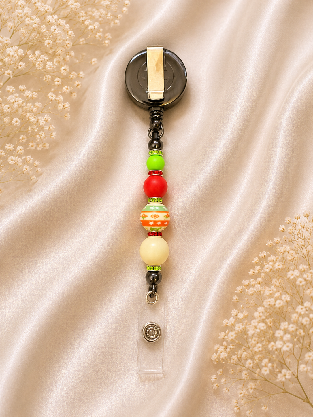 🎁 Festive Christmas Beaded Retractable Badge Reel – Limited Edition