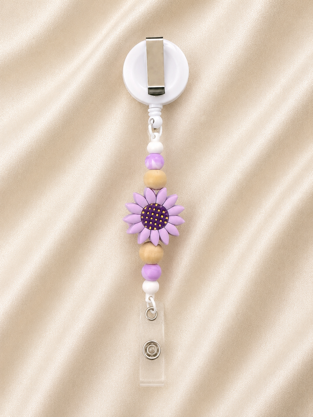 Purple Sunflower Retractable Badge Reel