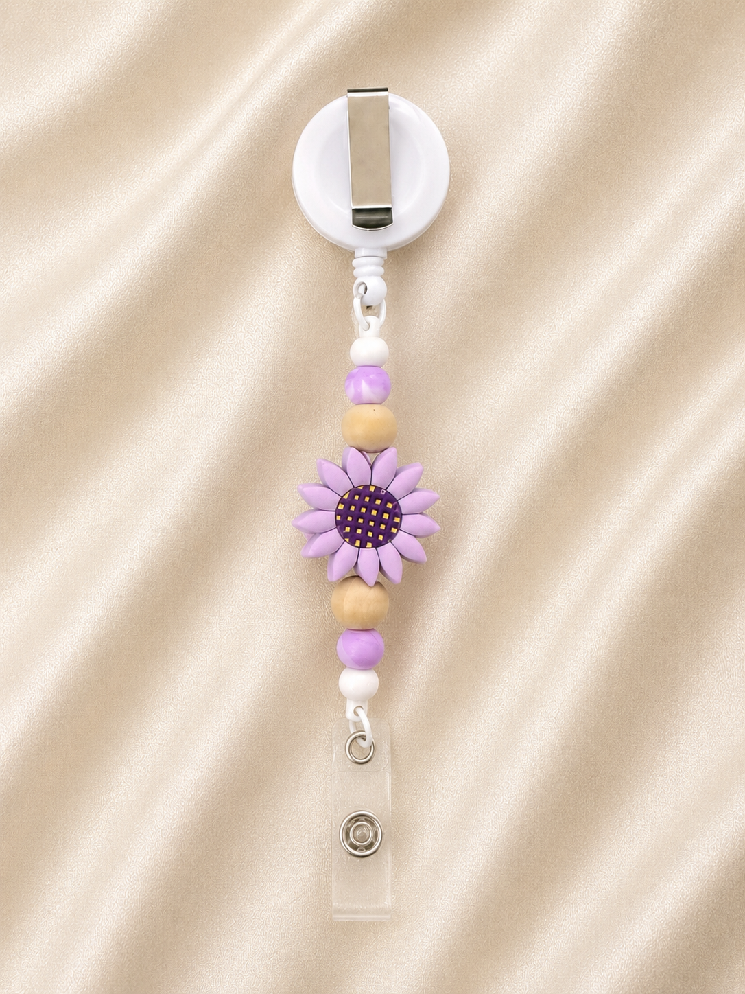 Purple Sunflower Retractable Badge Reel