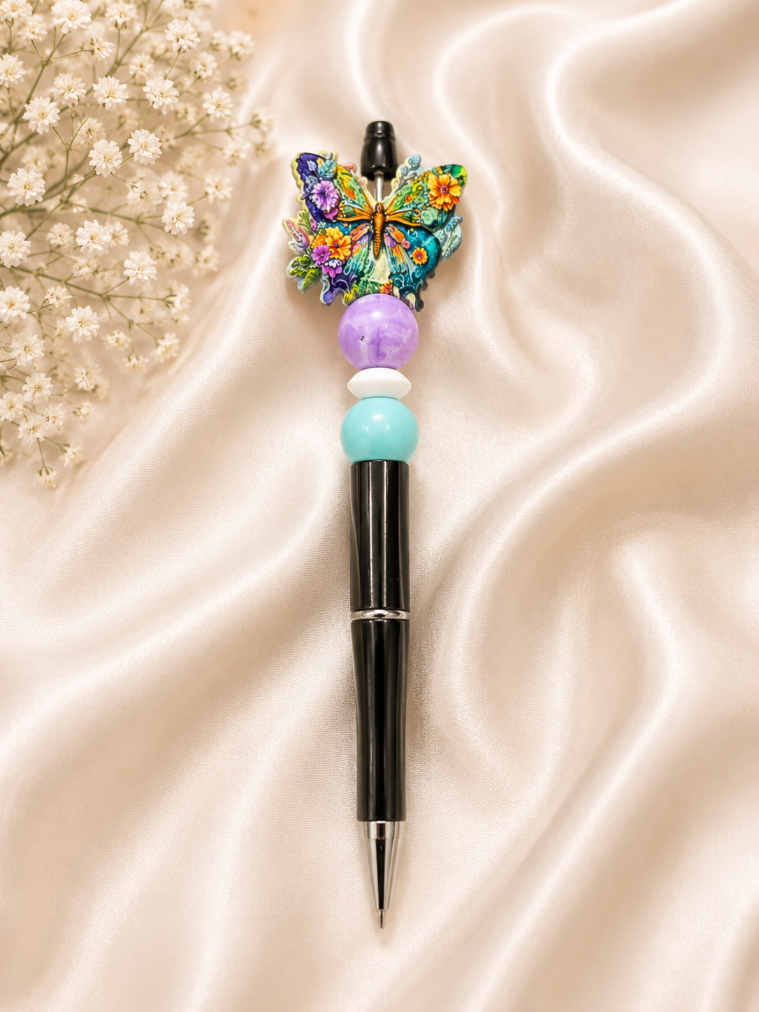 🦋 Floral Butterfly Beaded Pen