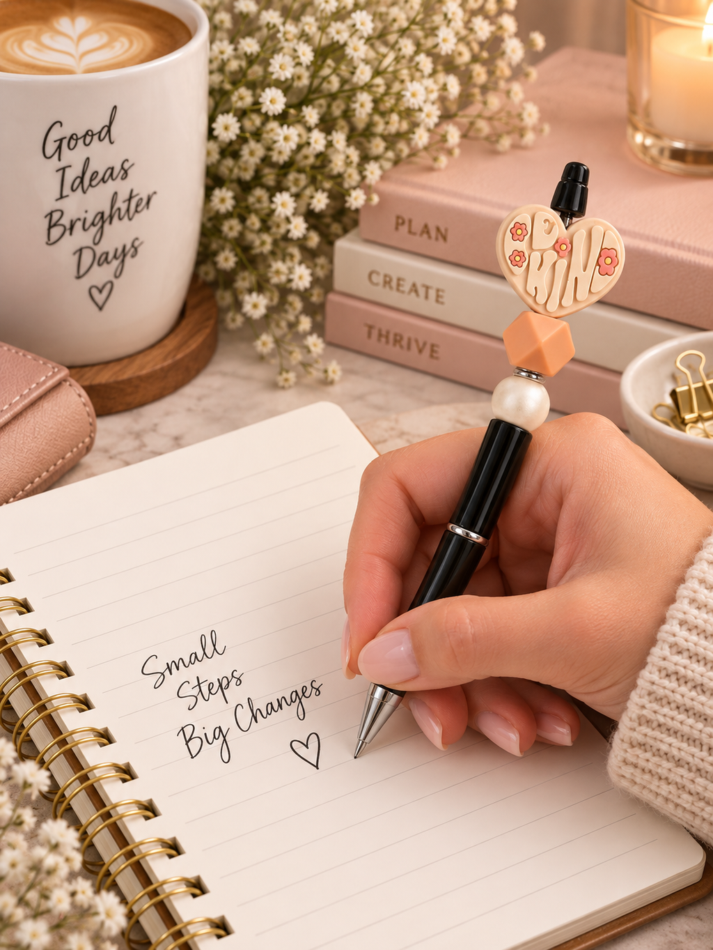 🌸 Be Kind Beaded Pen