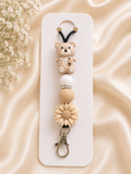 🧸 Neutral Teddy & Daisy Lanyard