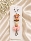 🐮 Highland Cow Bow Lanyard 🤎🩷