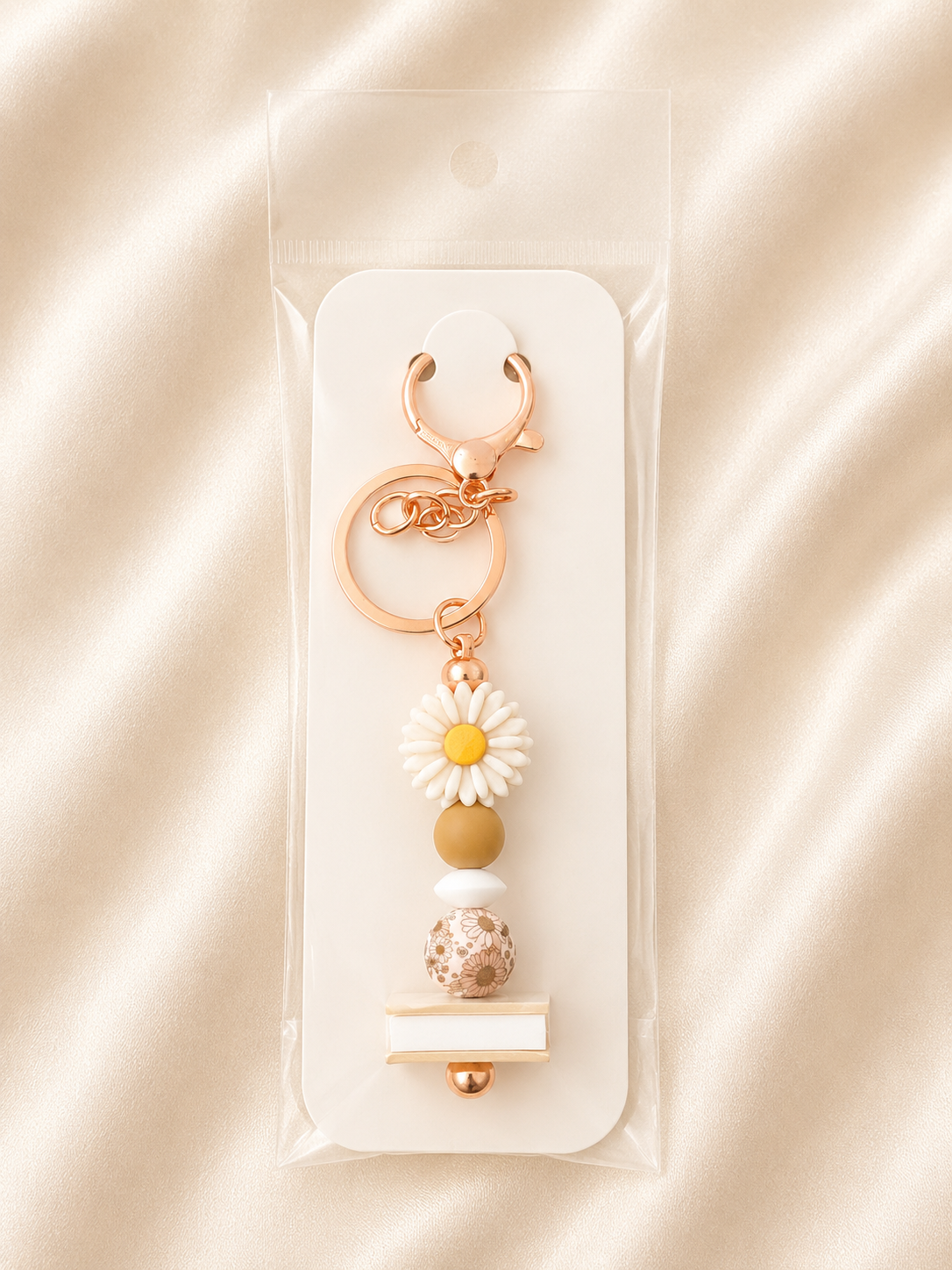 Daisy Reader Rose Gold Handmade Keychain