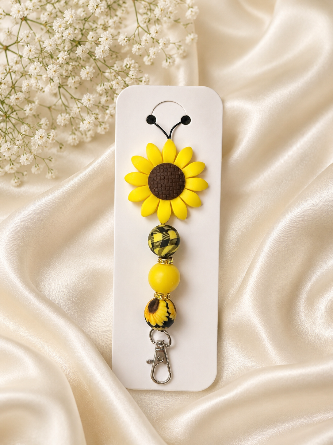Sunflower Bloom Beaded Lanyard