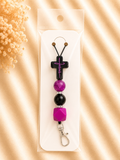 Jesus Cross Silicone Beaded Lanyard – Purple