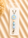 Blue Daisy Silicone Beaded Lanyard