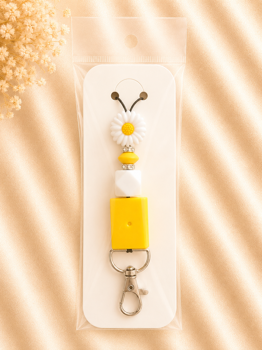Sunshine Daisy Silicone Beaded Lanyard