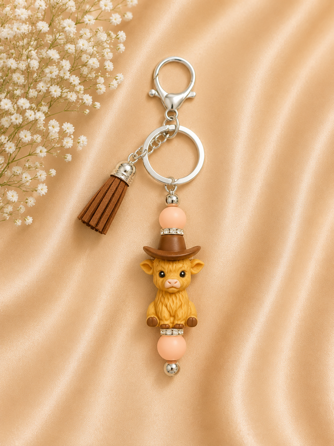 🤎 Highland Cow Beaded Keychain