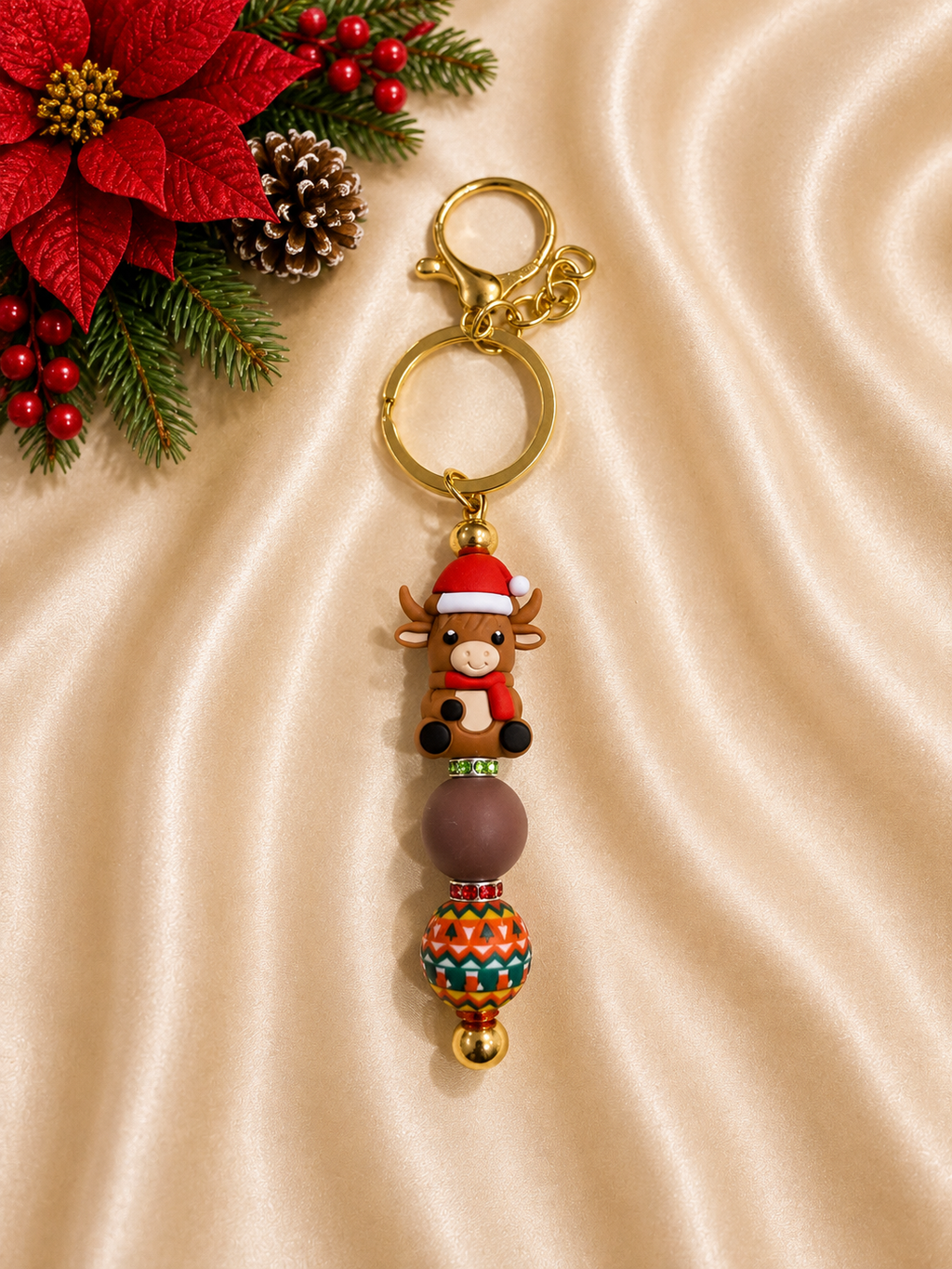 Christmas Reindeer Beaded Keychain 🦌🎄