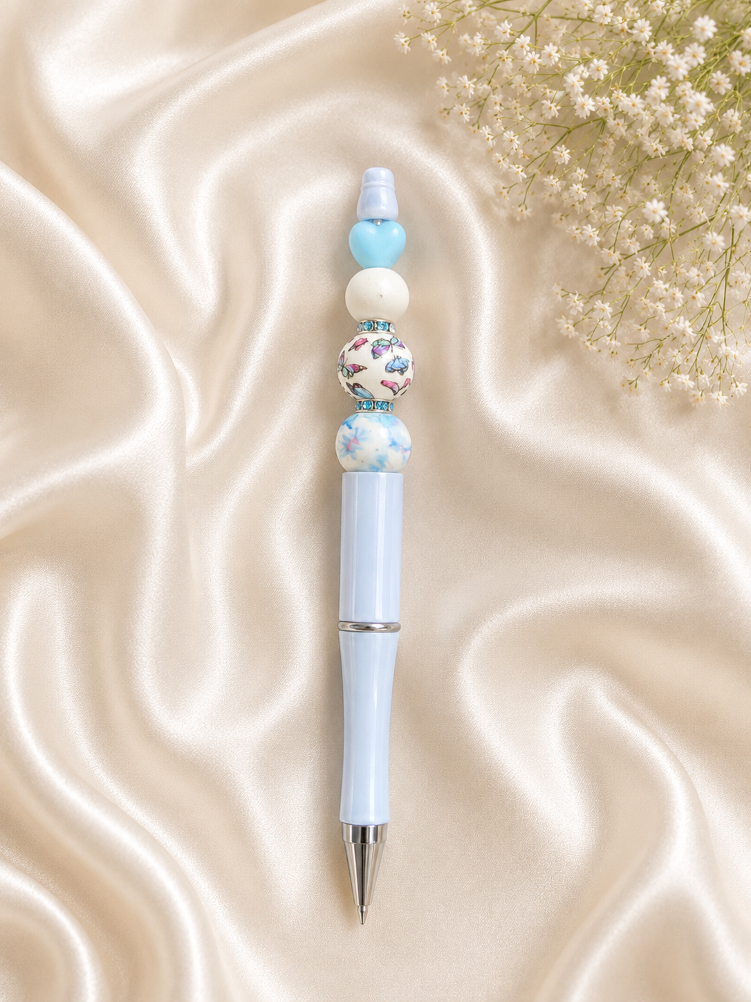 🦋 Blue Butterfly Beaded Pen