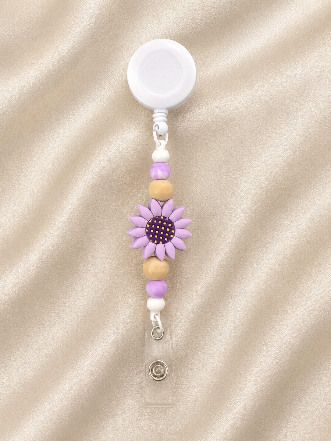 Purple Sunflower Retractable Badge Reel