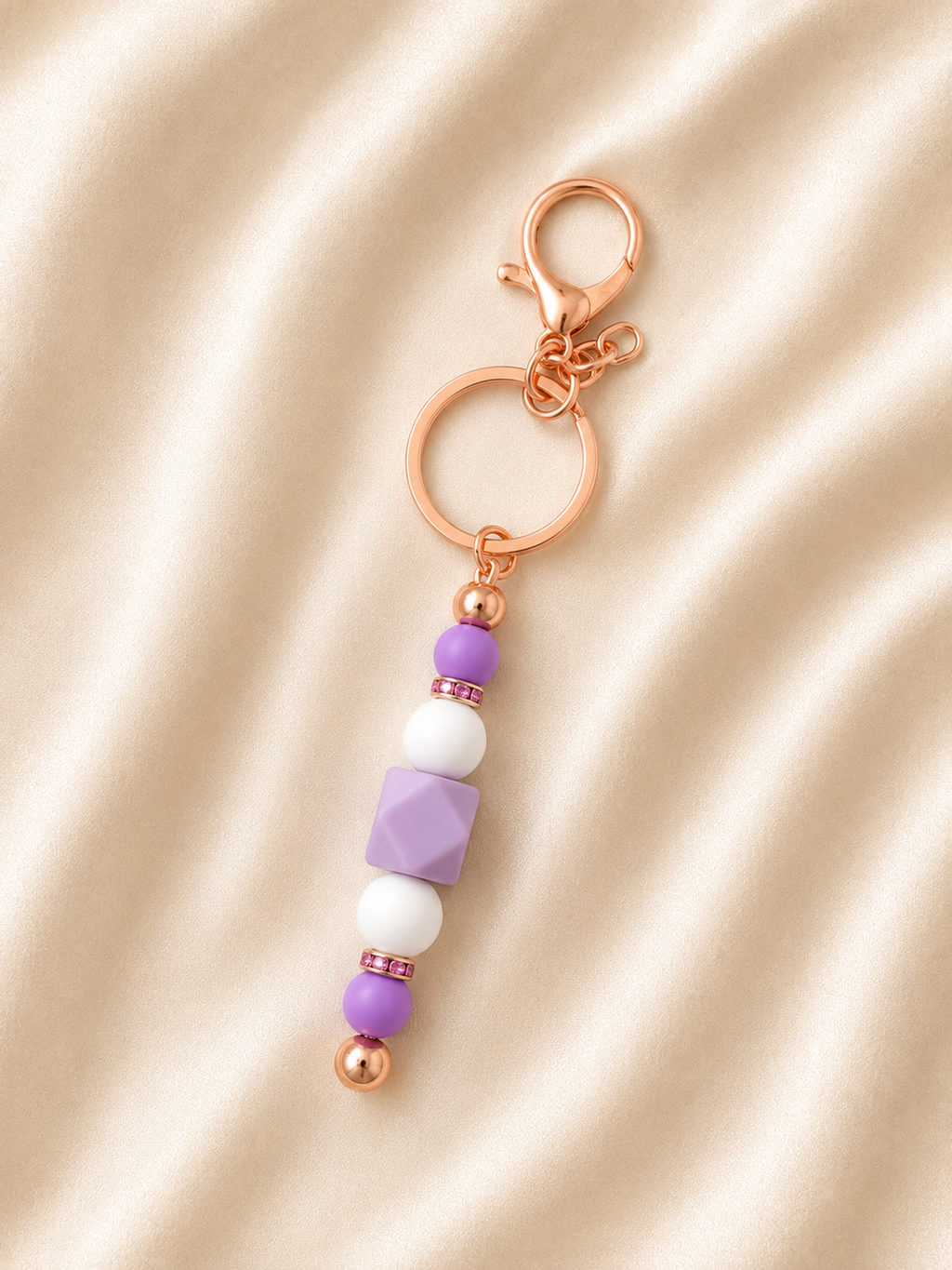 Lavender Bliss Rose Gold Handmade Keychain