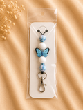 Blue Butterfly Silicone Beaded Lanyard