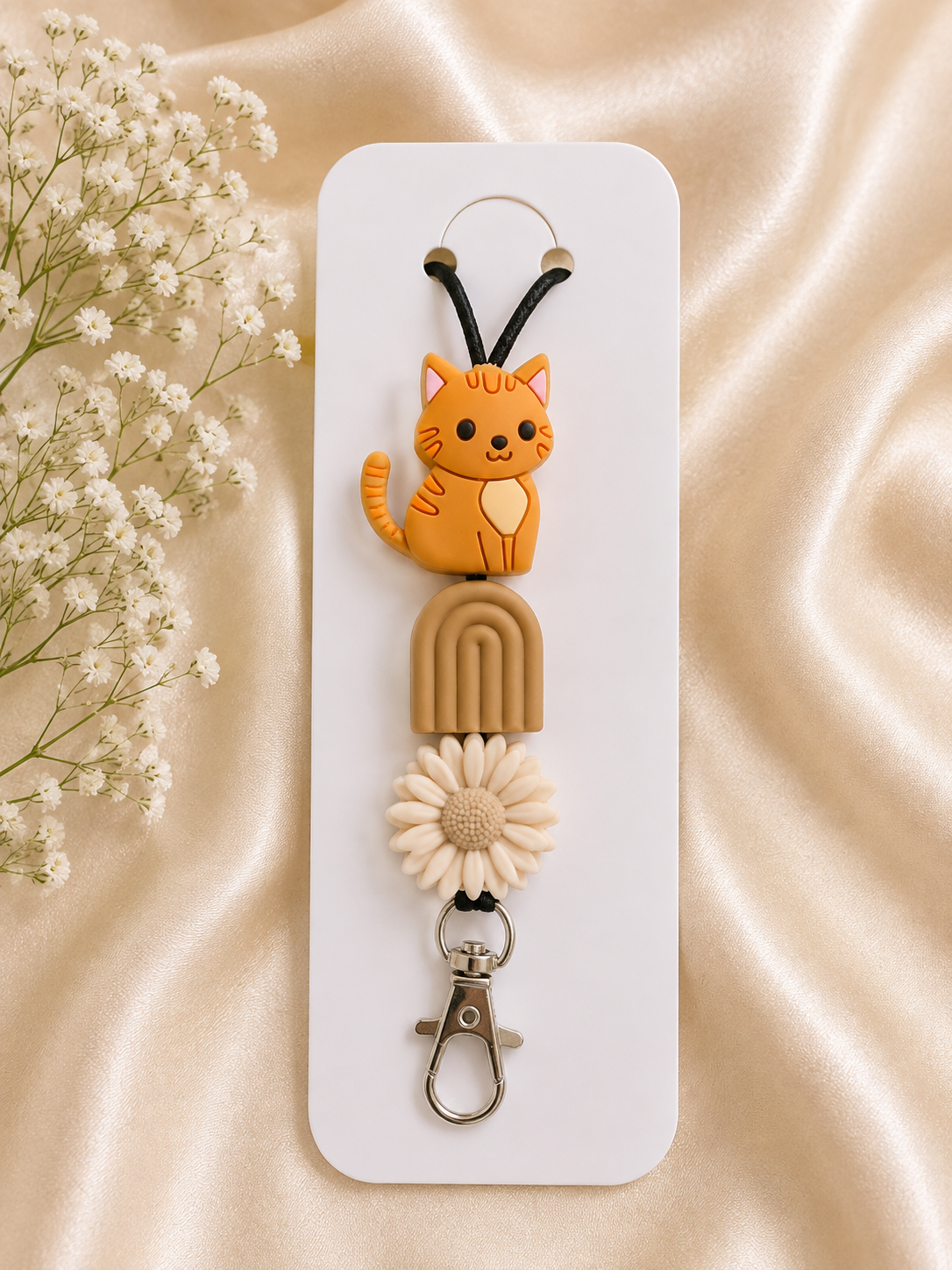 🐱 Ginger Kitty Daisy Lanyard