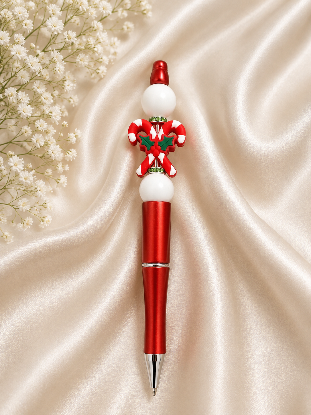 🎄 Candy Cane Christmas Beaded Pen ❤️💚