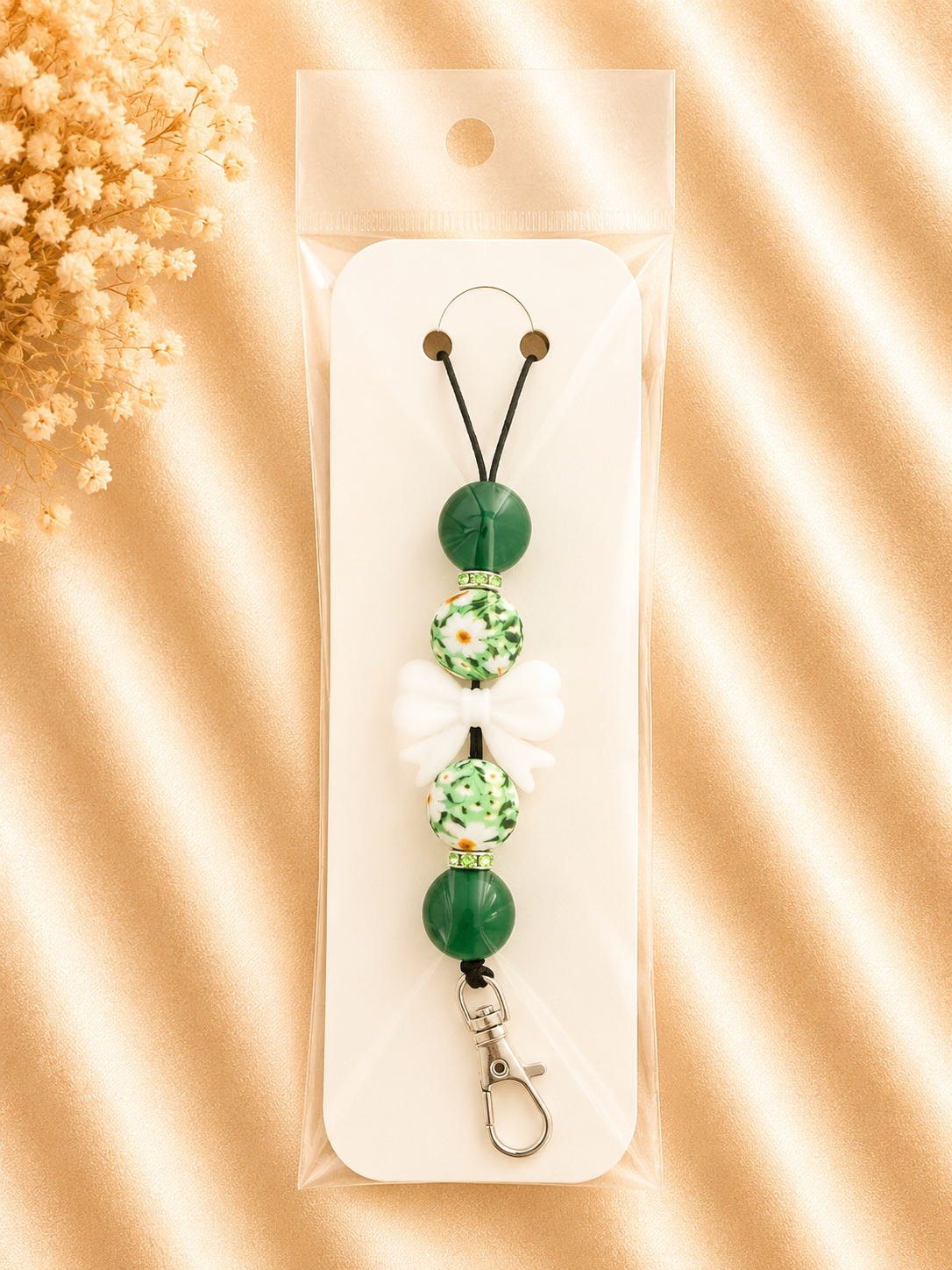 Emerald Bloom Silicone Beaded Lanyard