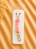 Pink Daisy Beaded Lanyard