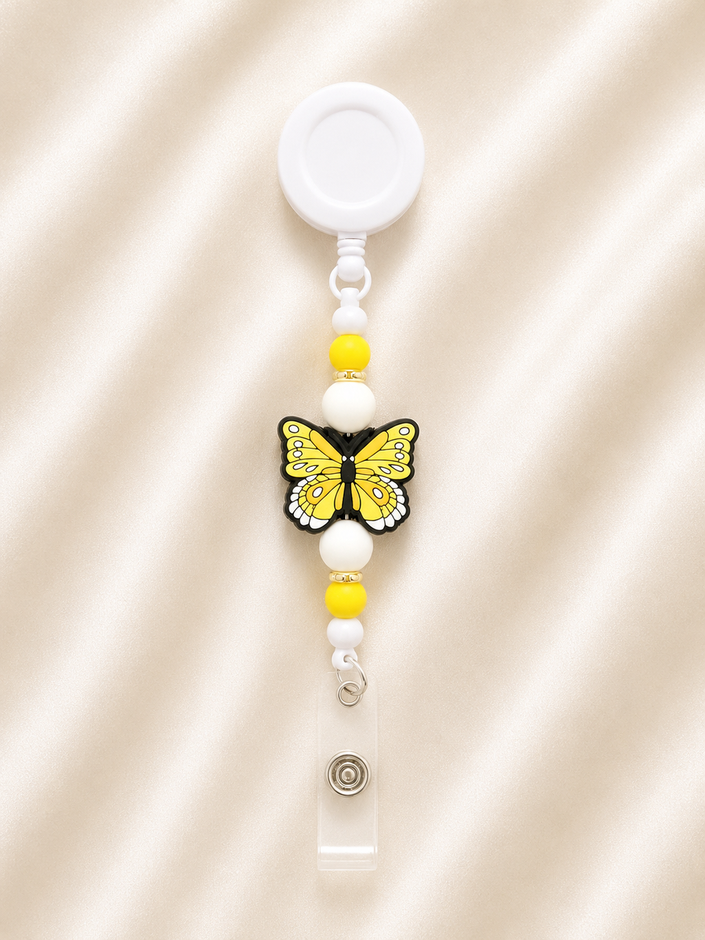 Yellow Butterfly Retractable Badge Reel