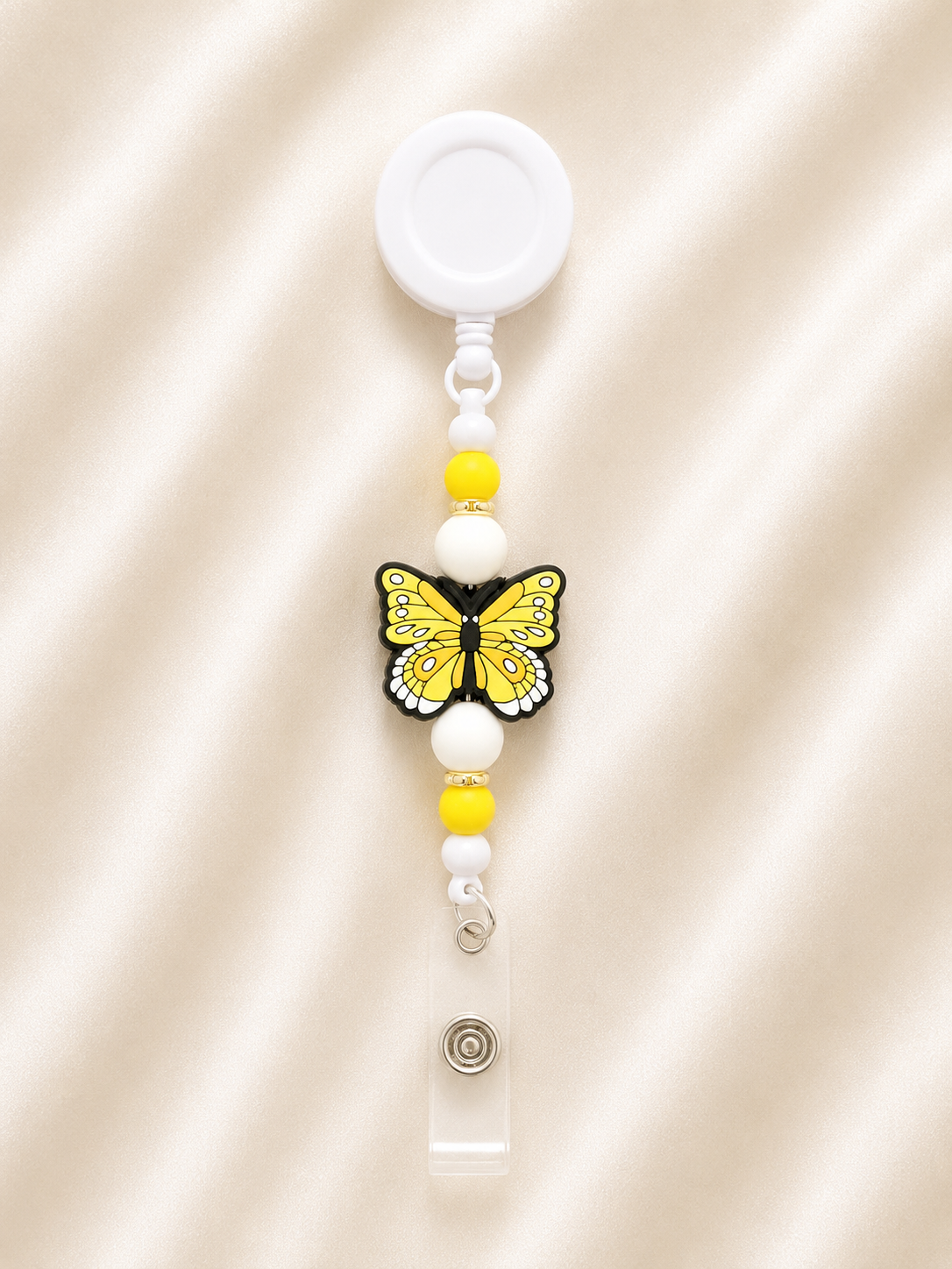 Yellow Butterfly Retractable Badge Reel
