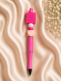 📚 Bright Pink Book Lover Silicone Beaded Pen 📚