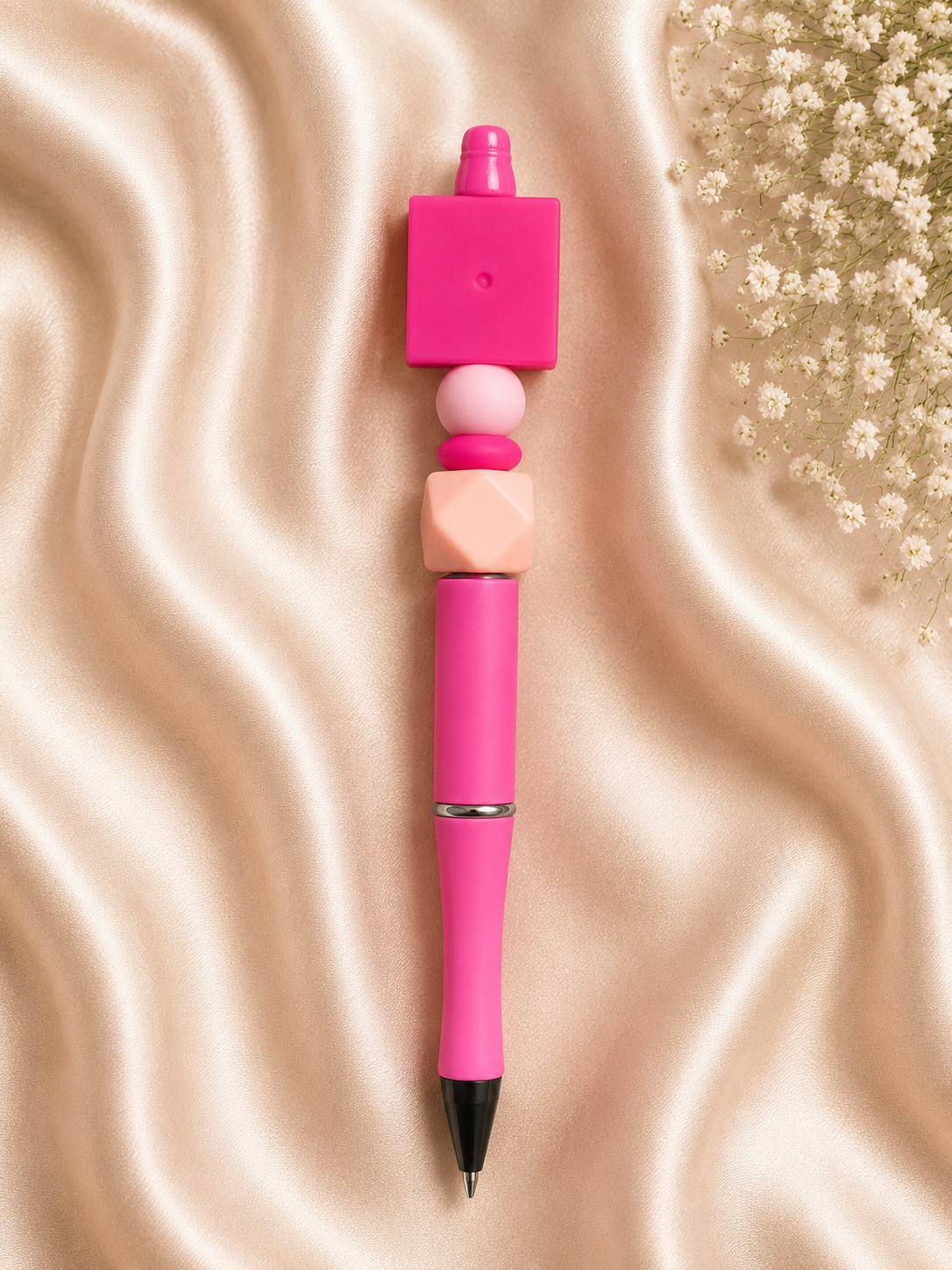 📚 Bright Pink Book Lover Silicone Beaded Pen 📚
