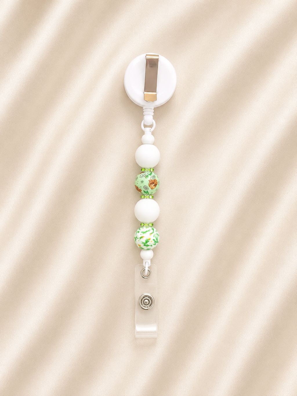 Sage Green Floral Highland Cow Retractable Badge Reel