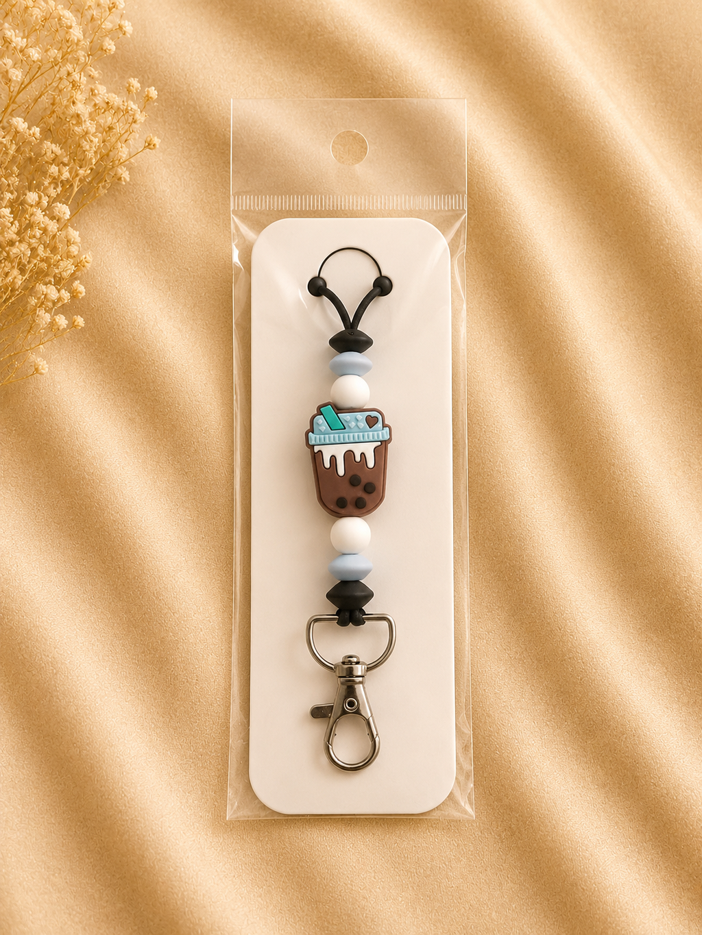 Bubble Tea Silicone Beaded Lanyard