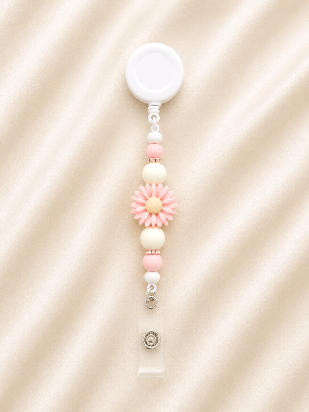 Pink Daisy Retractable Badge Reel