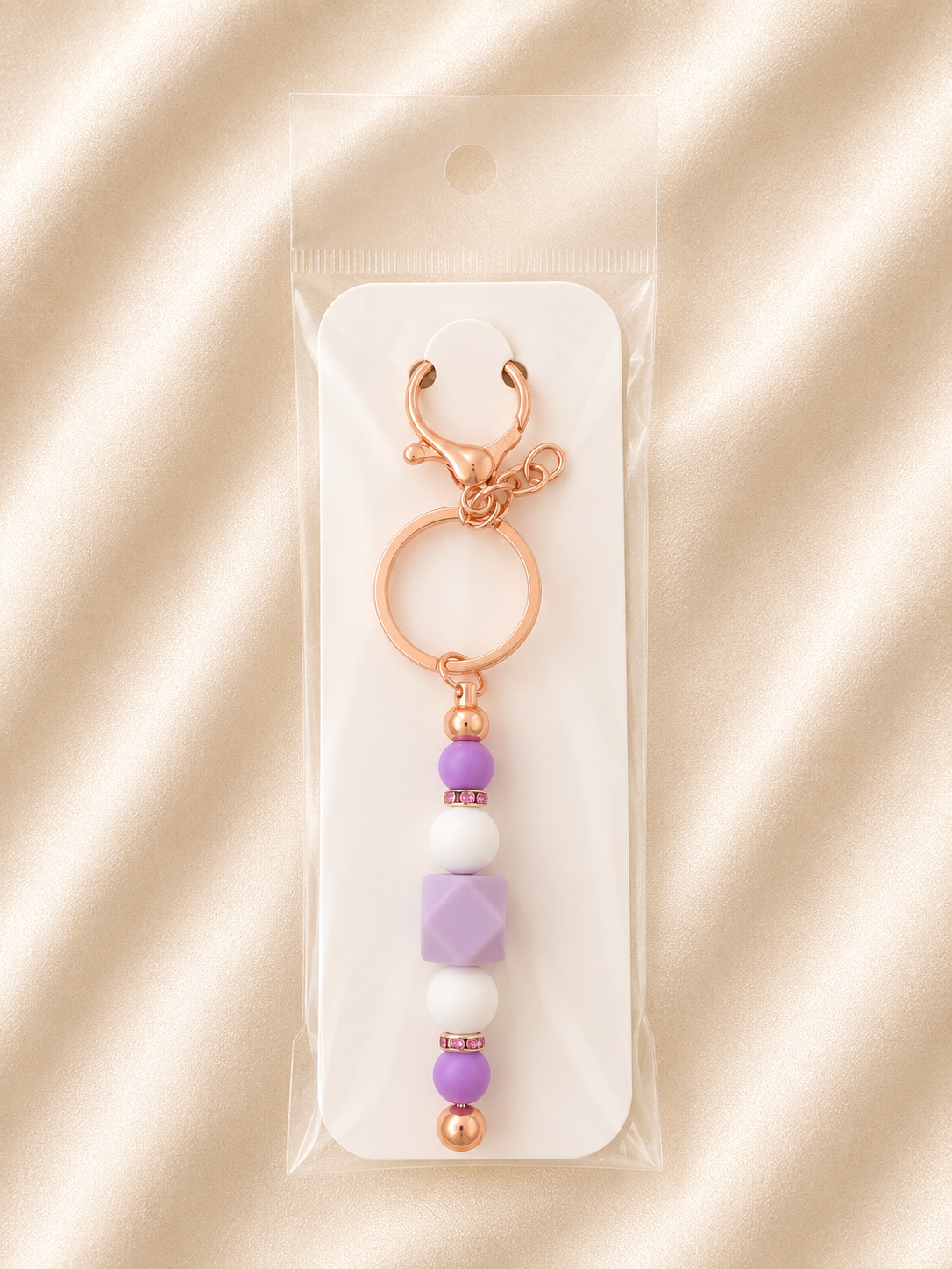 Lavender Bliss Rose Gold Handmade Keychain