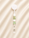 Sage Green Floral Highland Cow Retractable Badge Reel