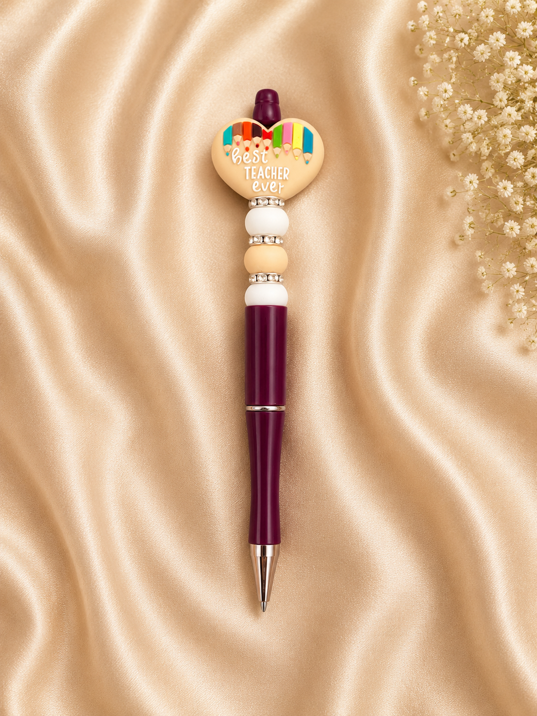 🍎 Best Teacher Ever Beaded Pen ✏️