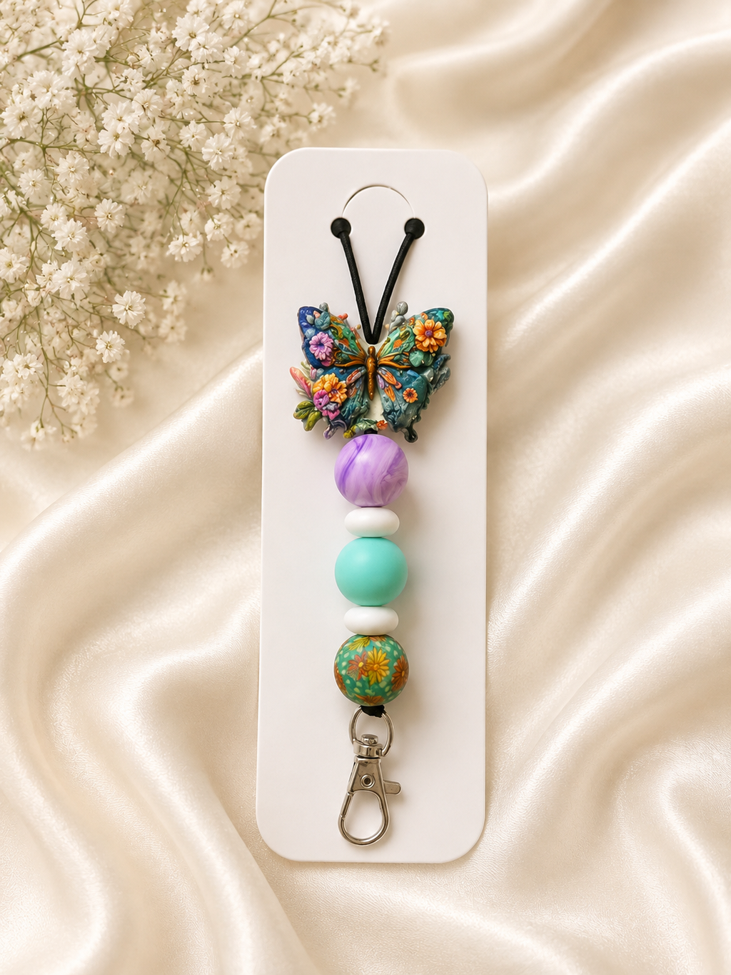 Enchanted Butterfly Beaded Lanyard