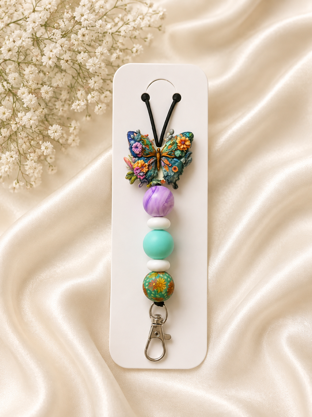 Enchanted Butterfly Beaded Lanyard
