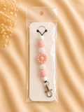 Pink Daisy Beaded Lanyard