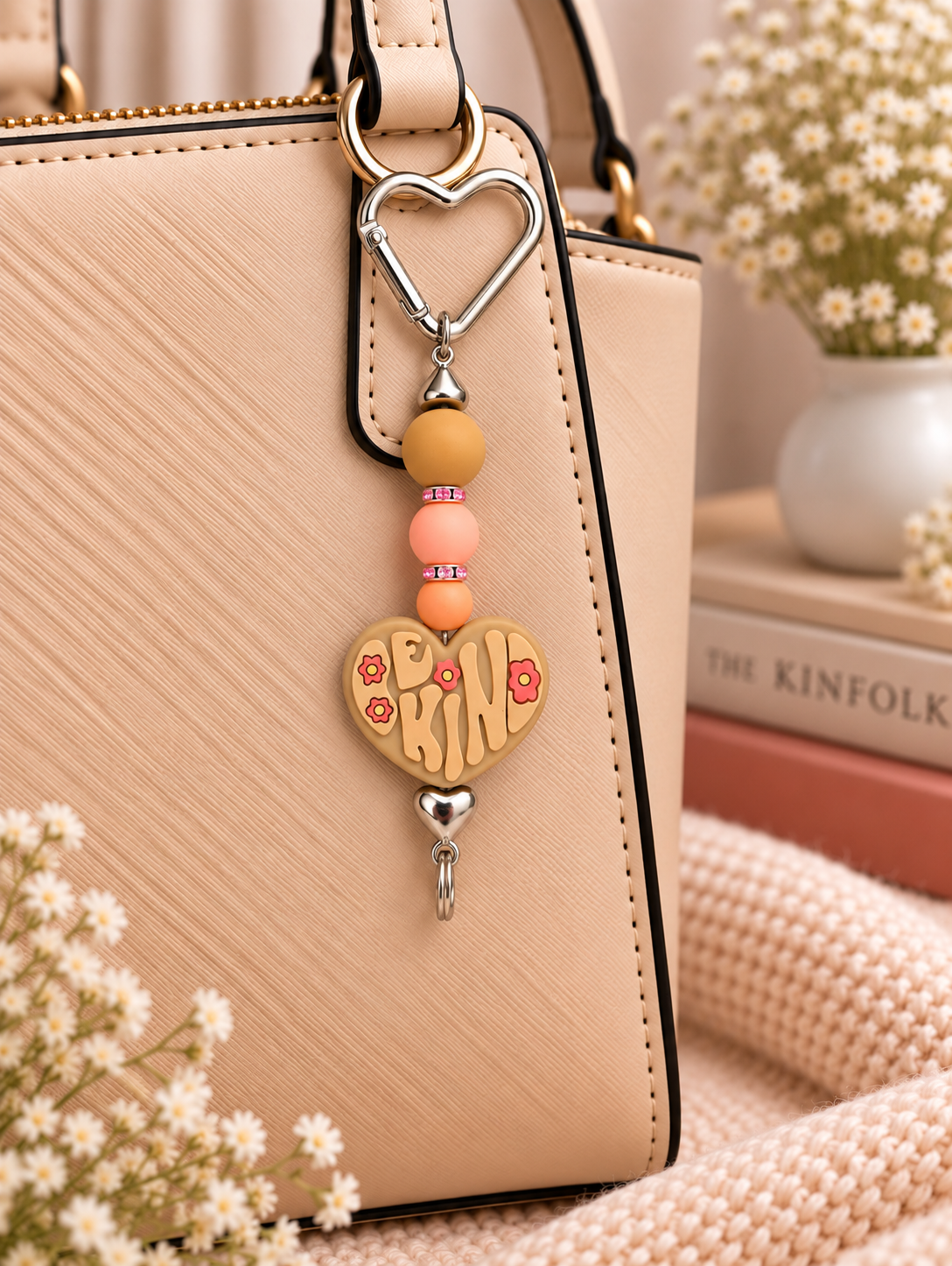 🌸 Be Kind Retro Heart Keychain