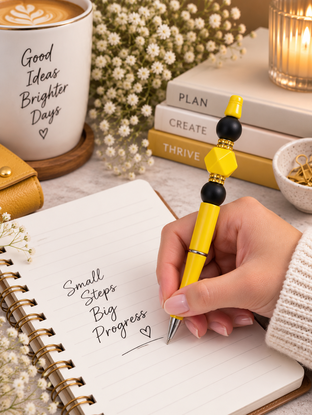 Sunshine Silicone Beaded Pen – Handmade Ballpoint Pen ✨