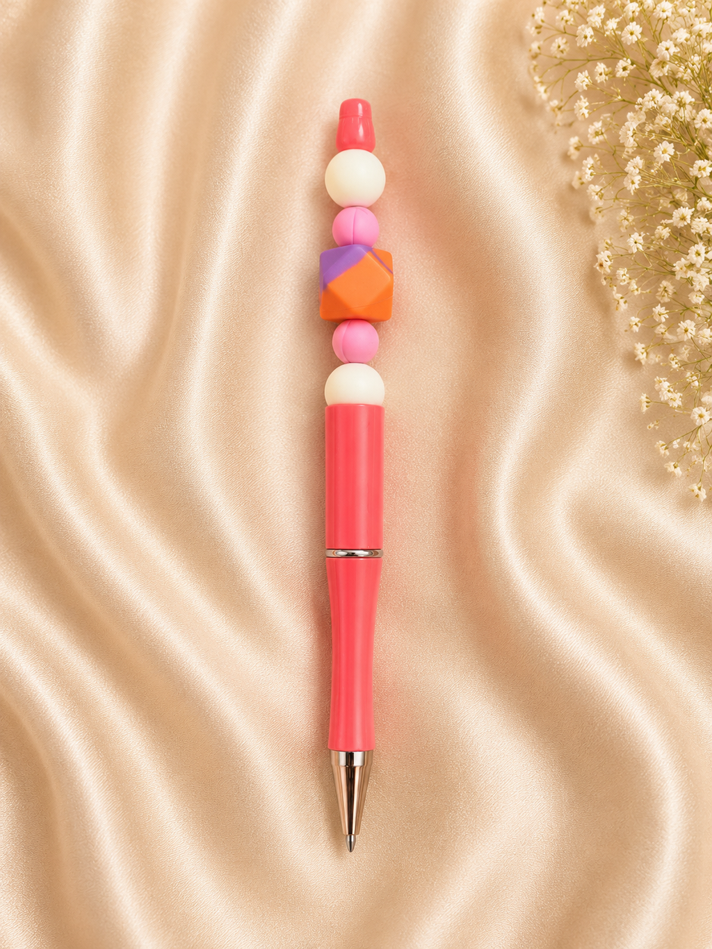 Sunset Pop Silicone Beaded Pen – Handmade Ballpoint Pen 🌅