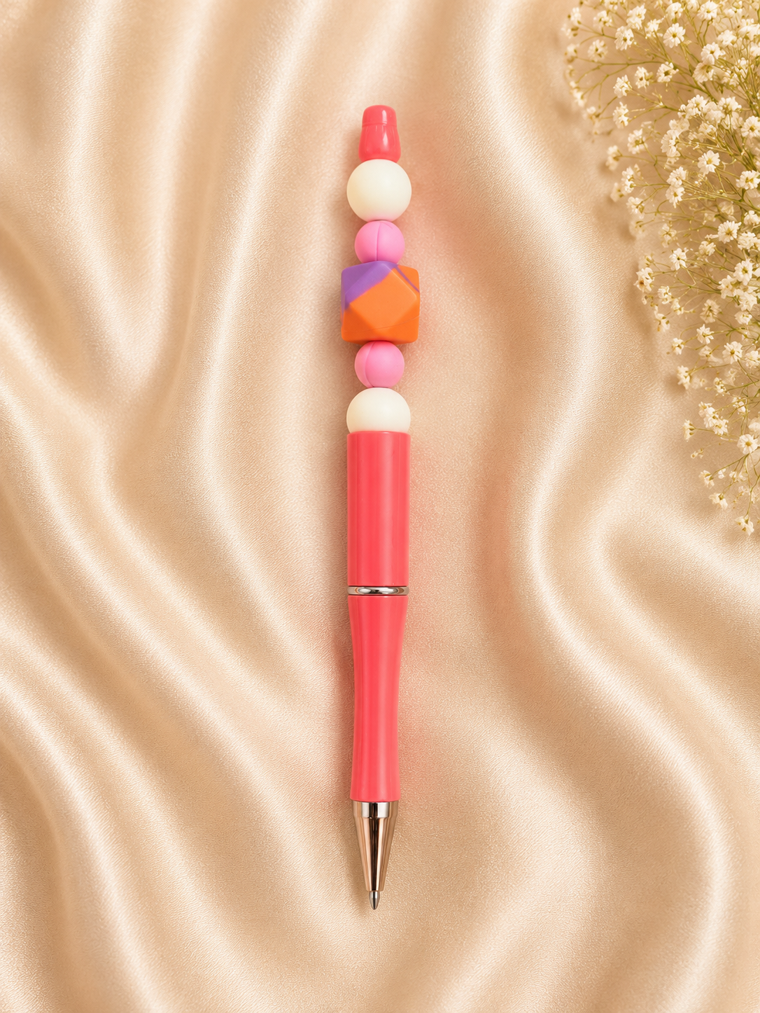 Sunset Pop Silicone Beaded Pen – Handmade Ballpoint Pen 🌅