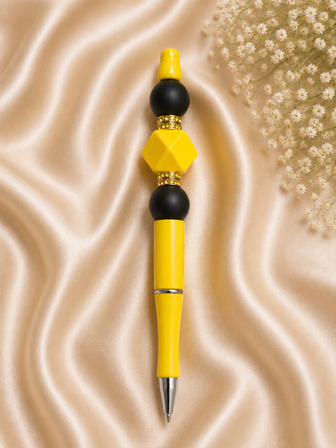 Sunshine Silicone Beaded Pen – Handmade Ballpoint Pen ✨