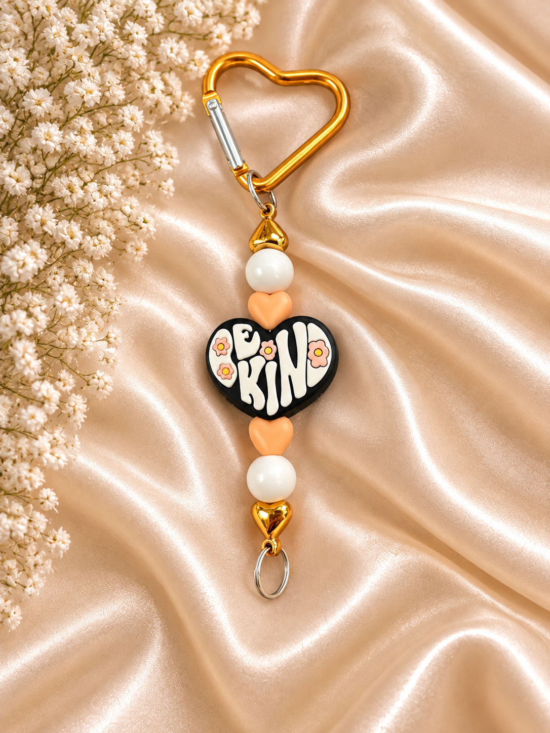 🧡 Be Kind Retro Heart Keychain