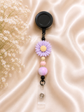 🌸 Lavender Daisy Retractable Badge Reel