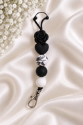 🖤 Black Rose Beaded Lanyard