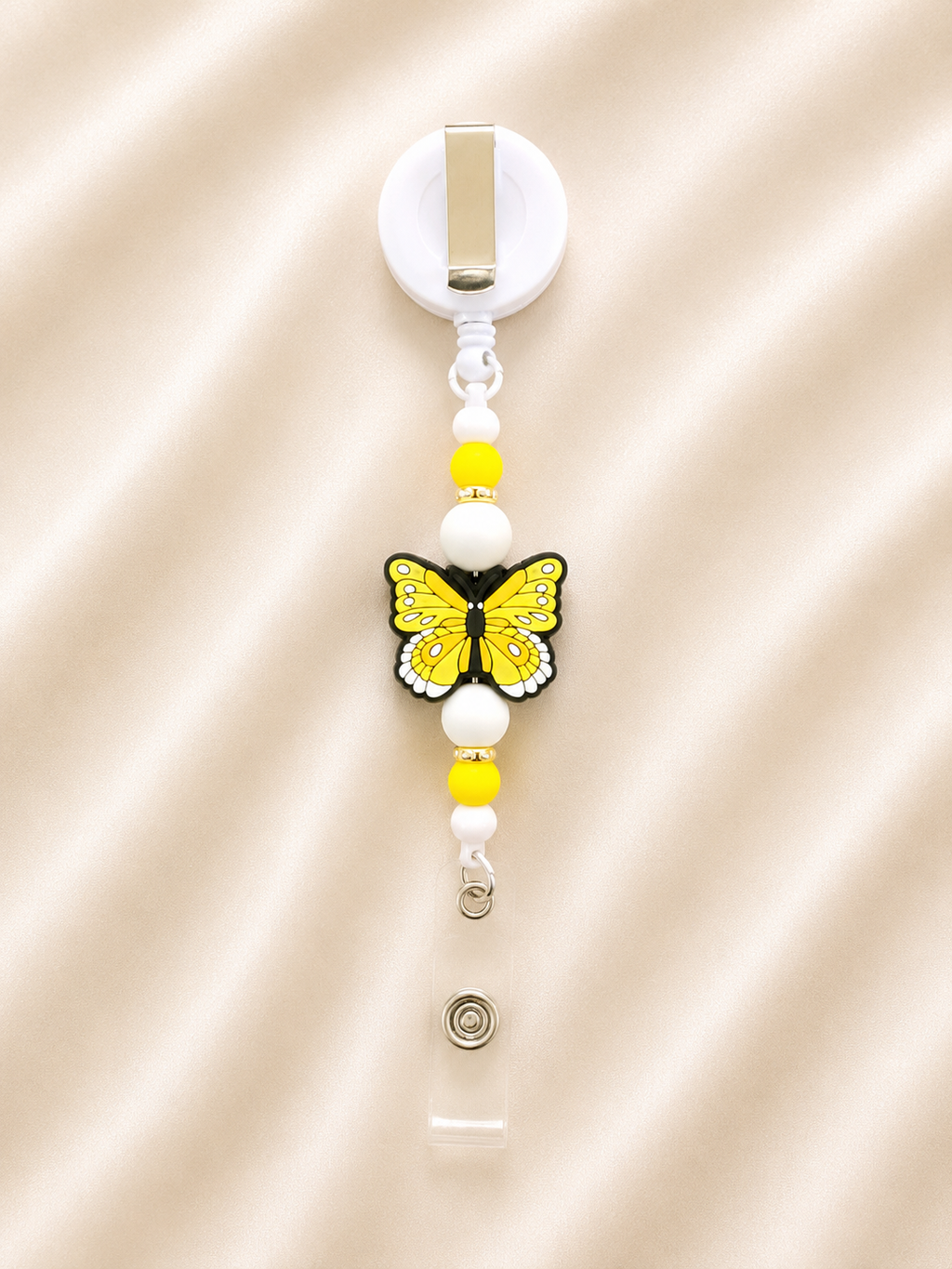 Yellow Butterfly Retractable Badge Reel