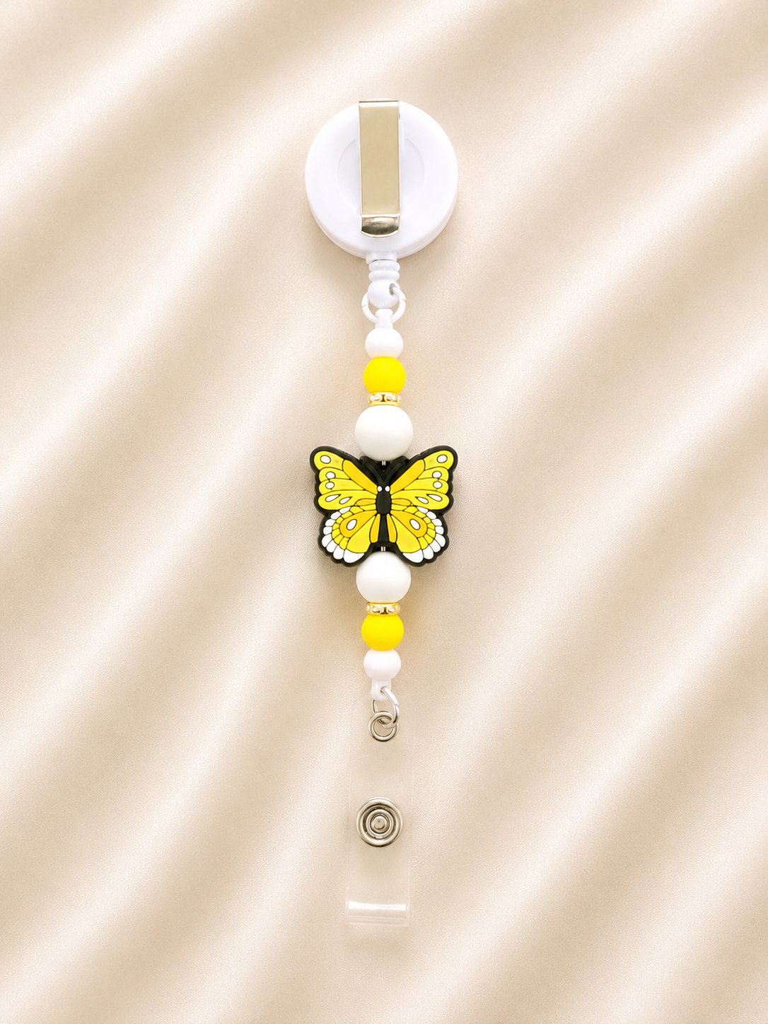 Yellow Butterfly Retractable Badge Reel